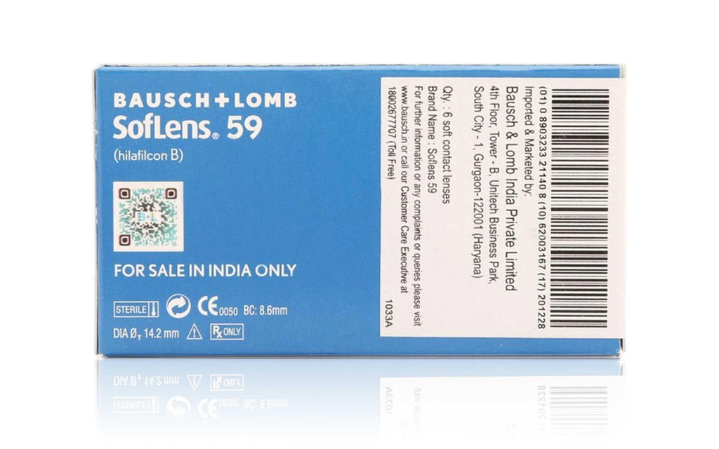 Bausch & Lomb SofLens 59 (Spherical Monthly Disposable Contact Lens) 6 Lens Pack Back Image