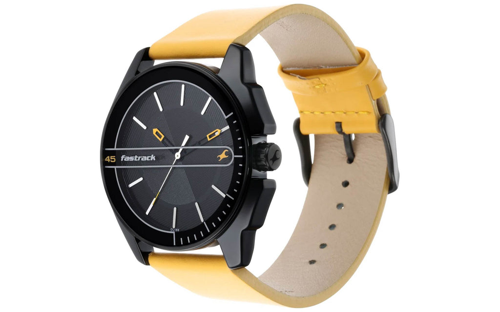 Fastrack 3089NL01 Yellow Leather Analog Men's Watch | Watch | Better Vision